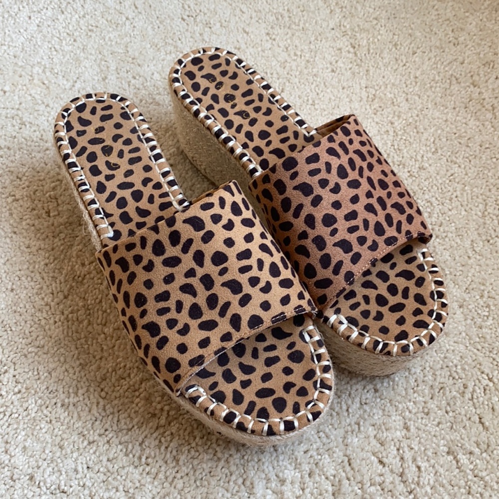 Cheetah print slide wedges